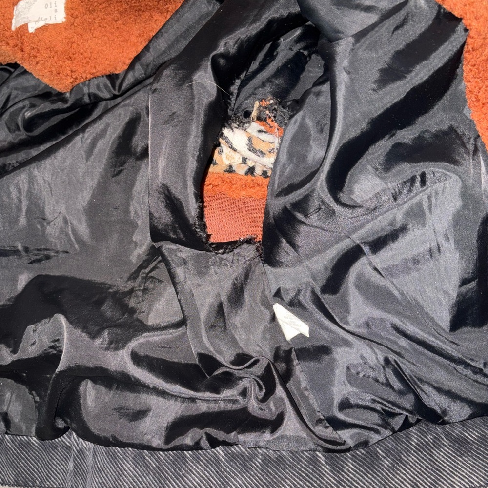 Oli & Hali Brown Sherpa Bomber Jacket with Leopard Panels - Picture 4 of 4